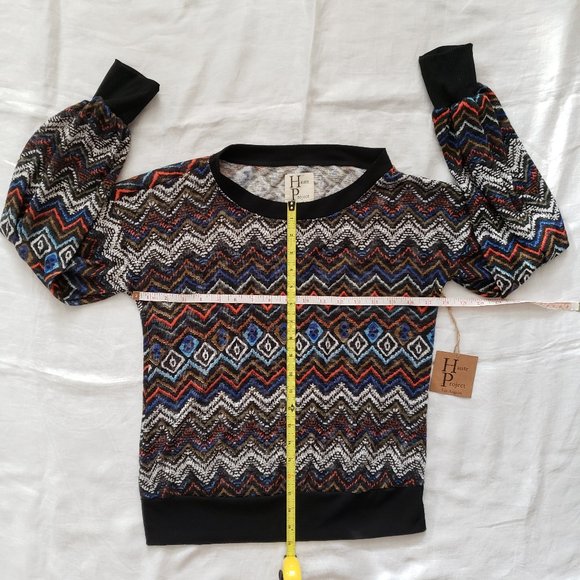 HAUTE PROJECT Lightweight Herringbone Multicolor Women's Pullover Sweater SZ M - Picture 10 of 12